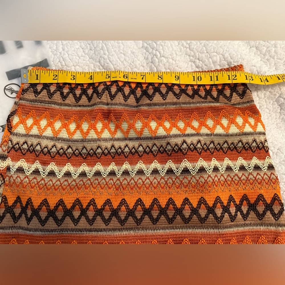 NWOT SHEIN VCAY Geometric Striped Side Slit Skirt Multicolor w/Asymmetrical Hem - Picture 7 of 14